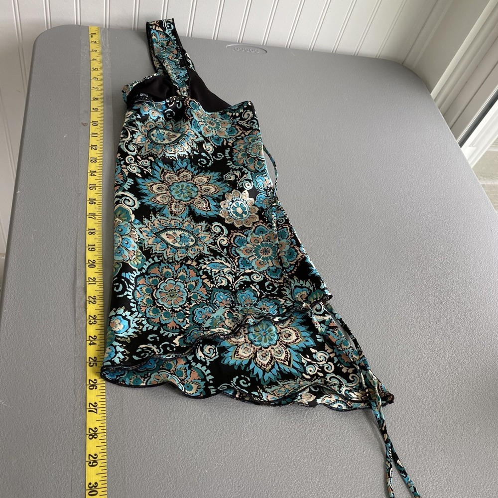 Vintage Fairy Grunge Y2K Babydoll Top Size XL Whimsigoth Satin Asymmetric Tie - Picture 9 of 10